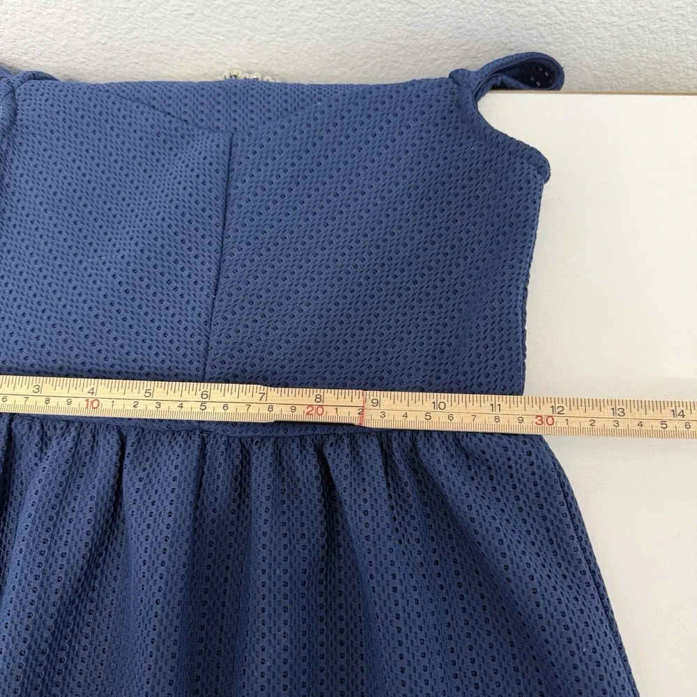 Monteau girl navy blue Dress Size 10 beaded neck sleeveless Party Festive